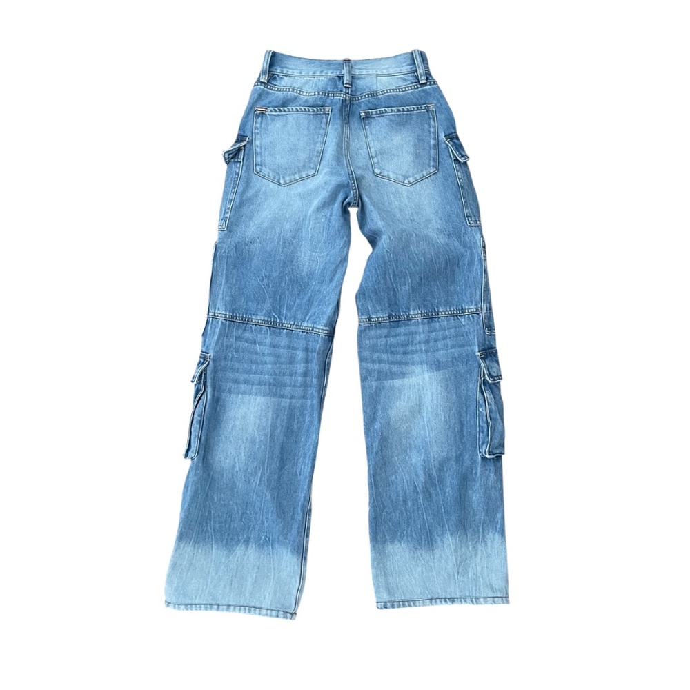 Alice + Olivia Cay Denim Cargo Jeans Size 24 Wide Leg Utility - Picture 3 of 10